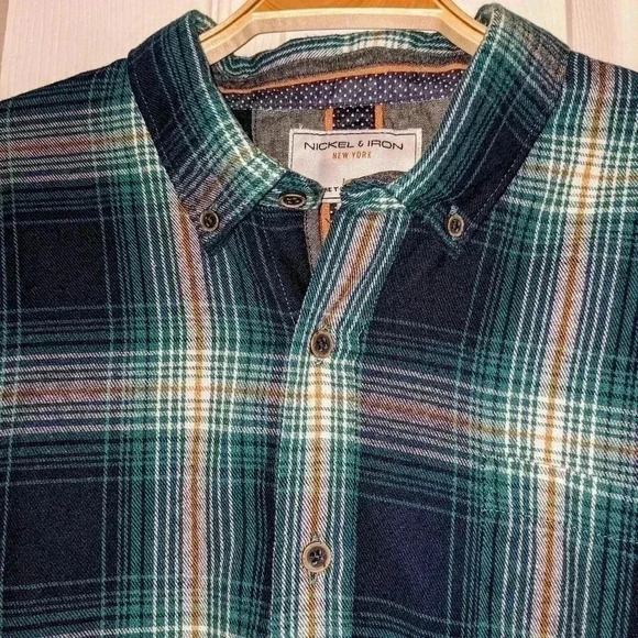 Nickel‎ & Iron New York Flannel Shirt Mens Long Sleeve Plaid Button Up Large - Picture 5 of 5